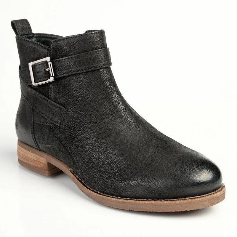 Hush Puppies Elizabeth Leather Side Strap Ankle Boot - Black