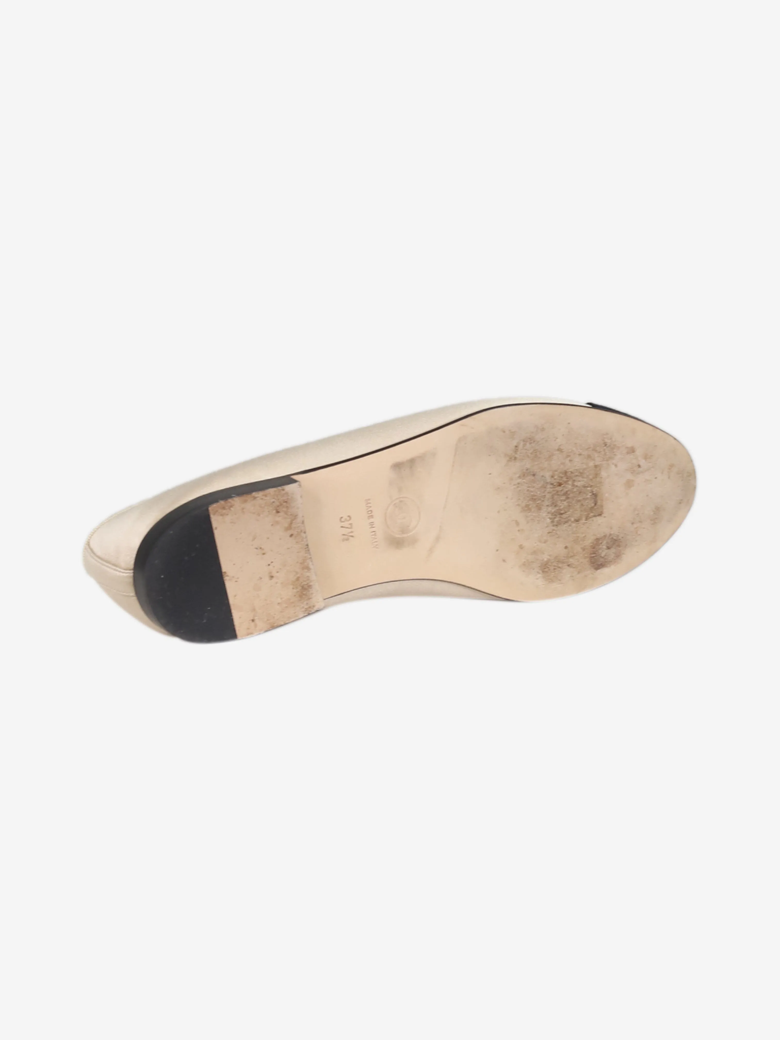 Ivory and black satin ballet flats - size EU 37.5