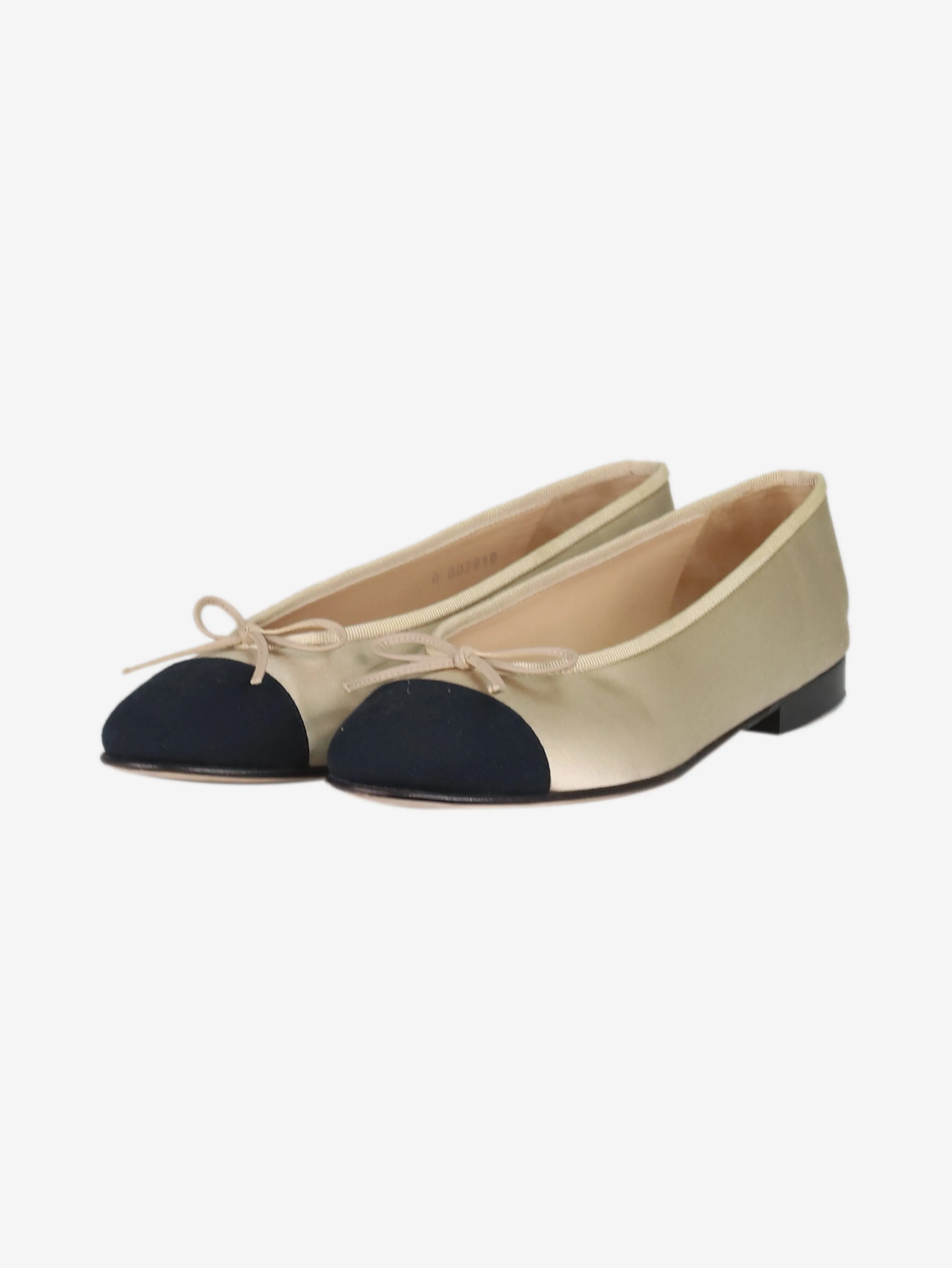 Ivory and black satin ballet flats - size EU 37.5