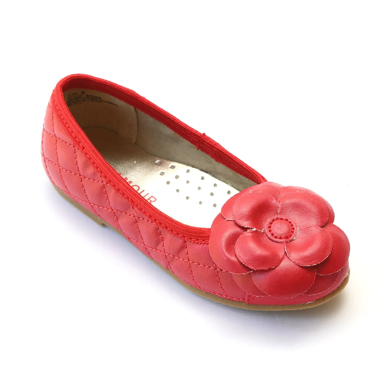 L'Amour Girls Quilted Camellia Flats