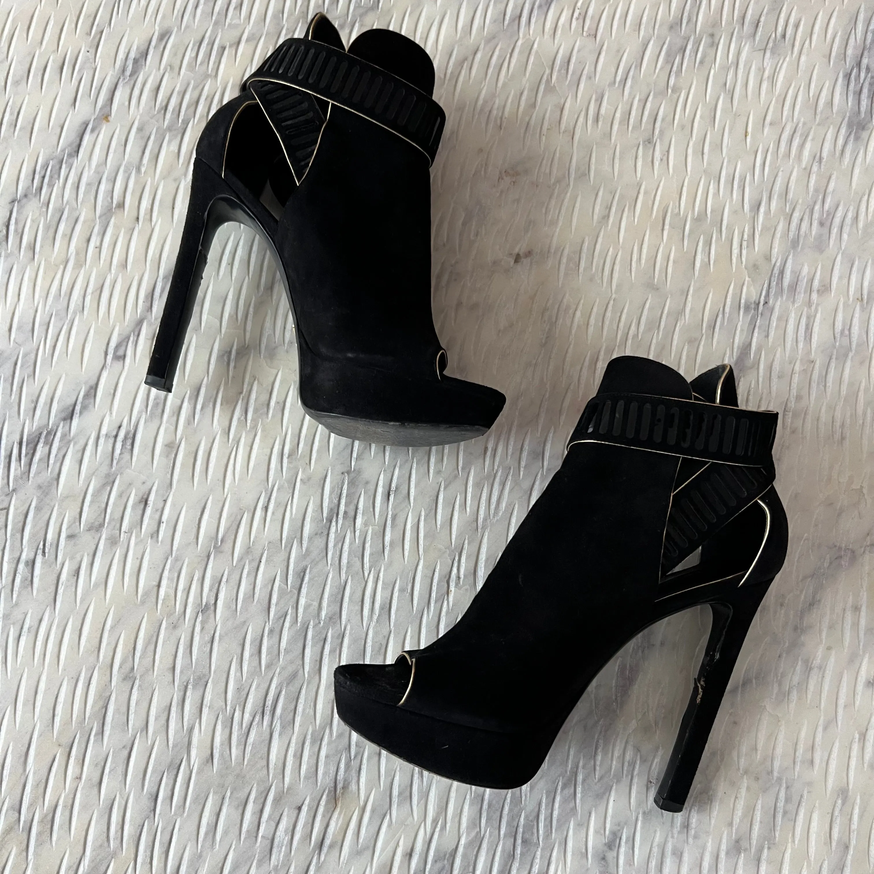 Louis Vuitton Black Suede Heels