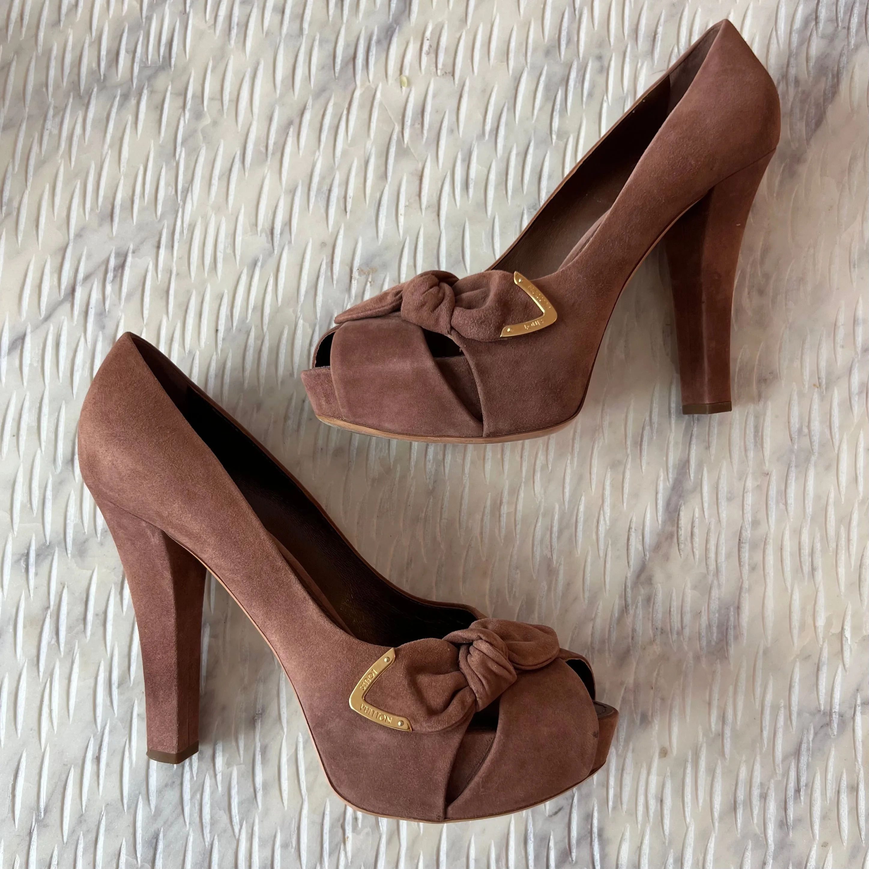 Louis Vuitton Suede Block Heels