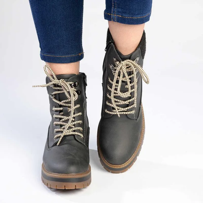 Madison Felicity Lace Up Ankle Boots - Black