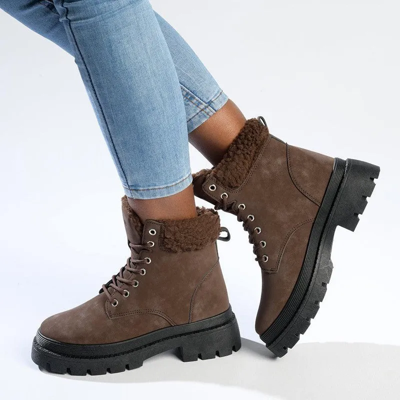 Madison Jersey Hiker Lace Fashion Boot - Chocolate