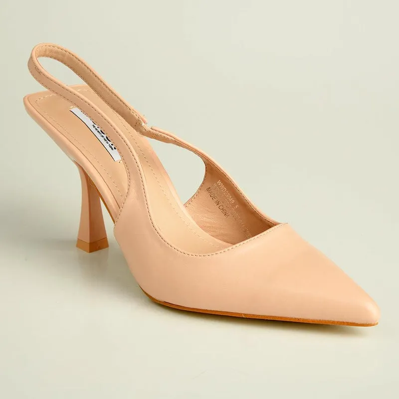 Madison Kisha Slingback Heels - Nude