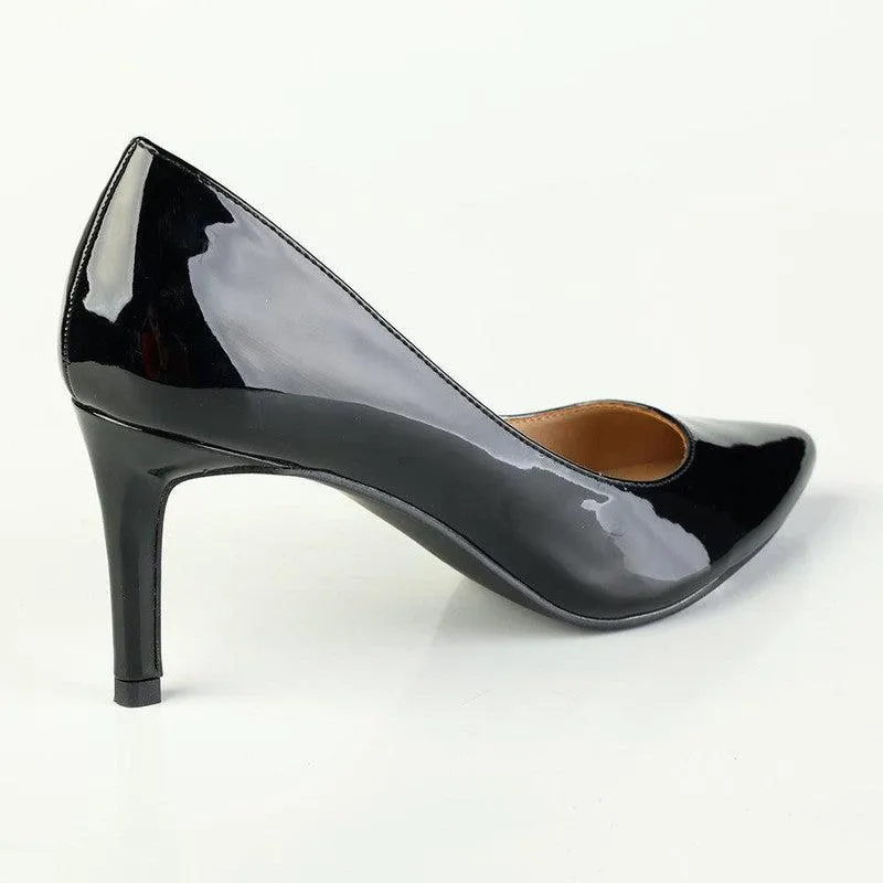 Madison Penny 3 Patent Court Heels - Black