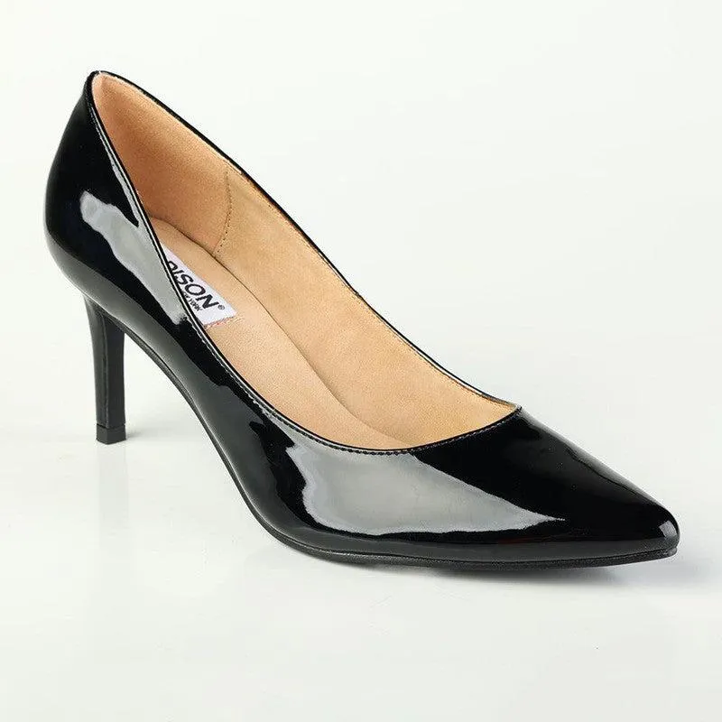 Madison Penny 3 Patent Court Heels - Black