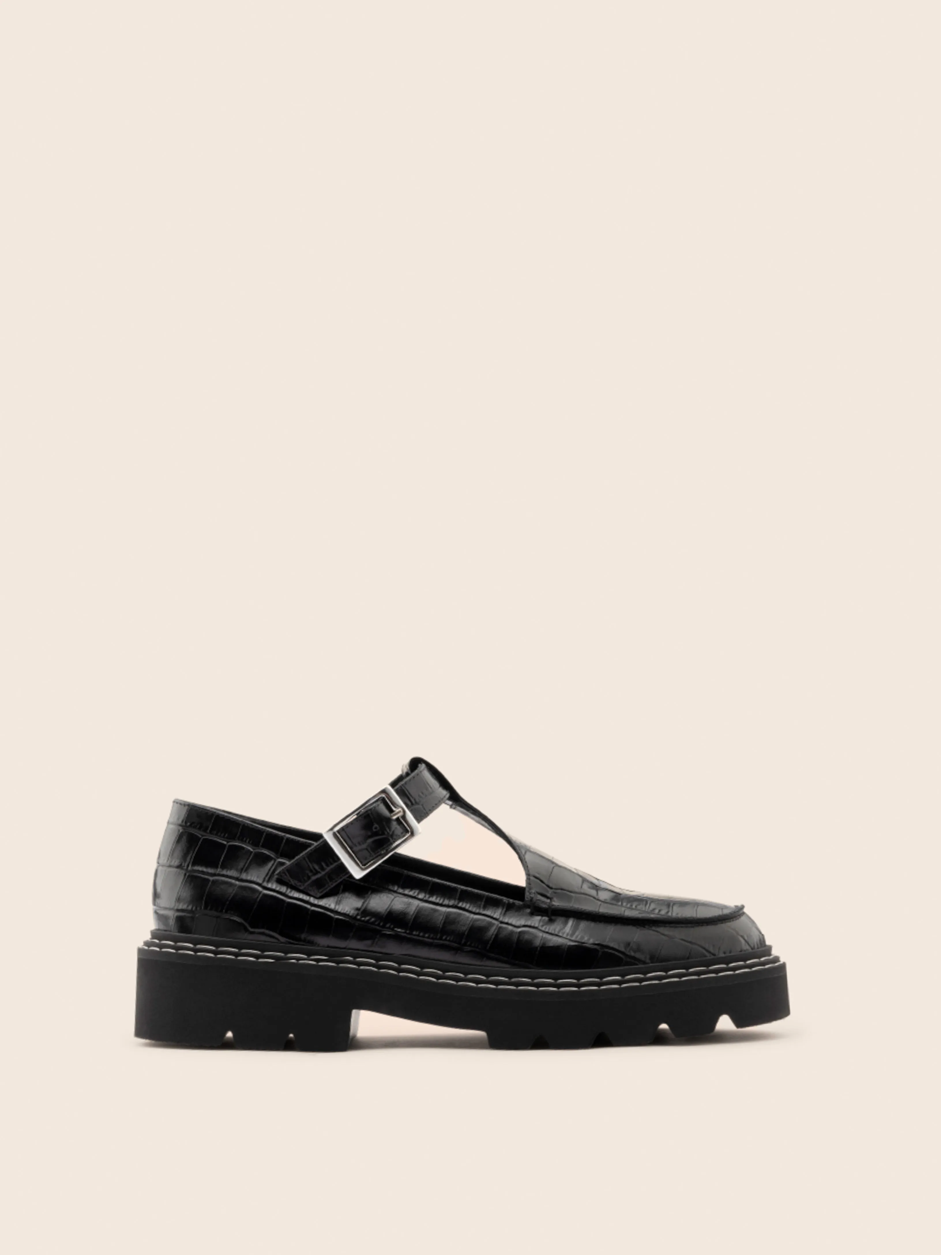 Neiva Black Croc Mary Jane