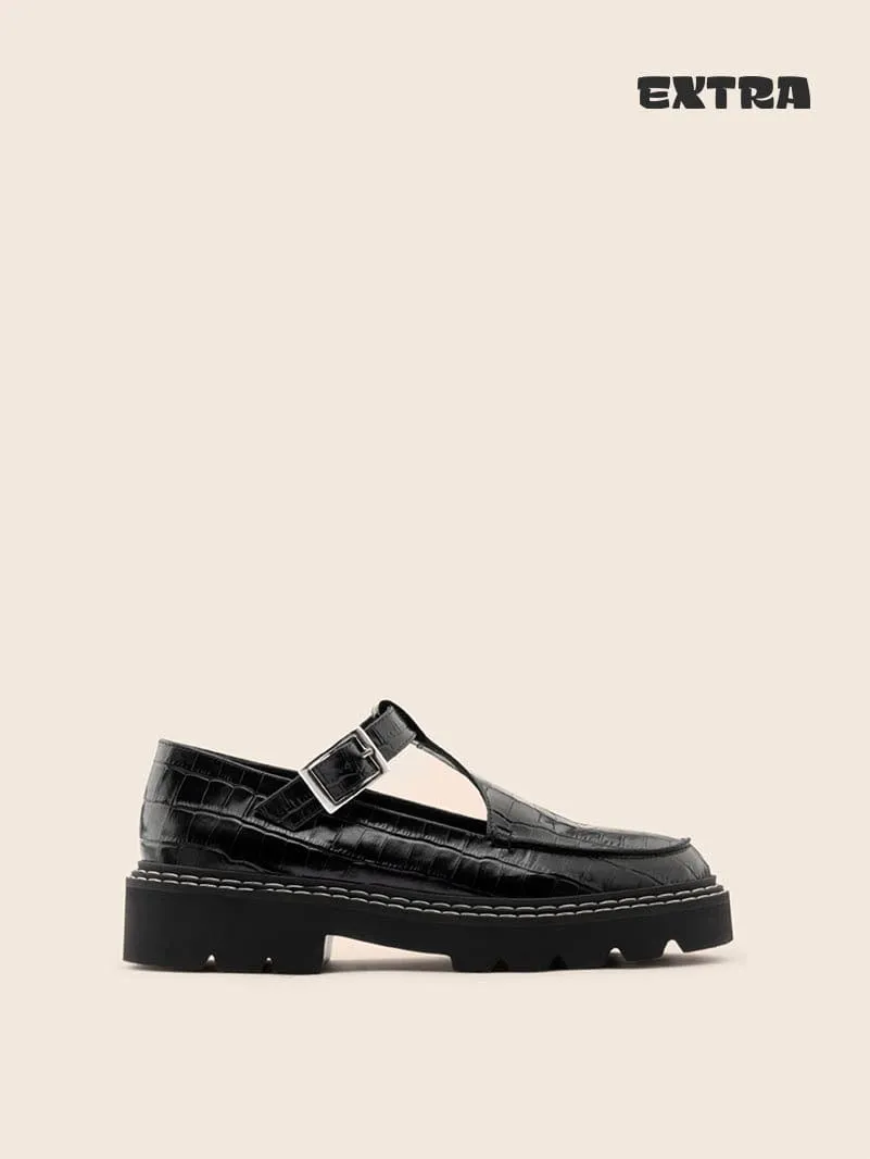 Neiva Black Croc Mary Jane