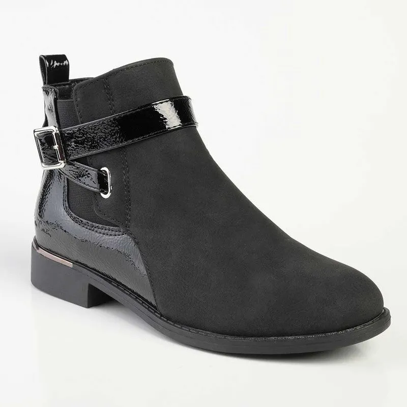 Pierre Cardin Kylie Patent Counter Ankle Bootie - Black