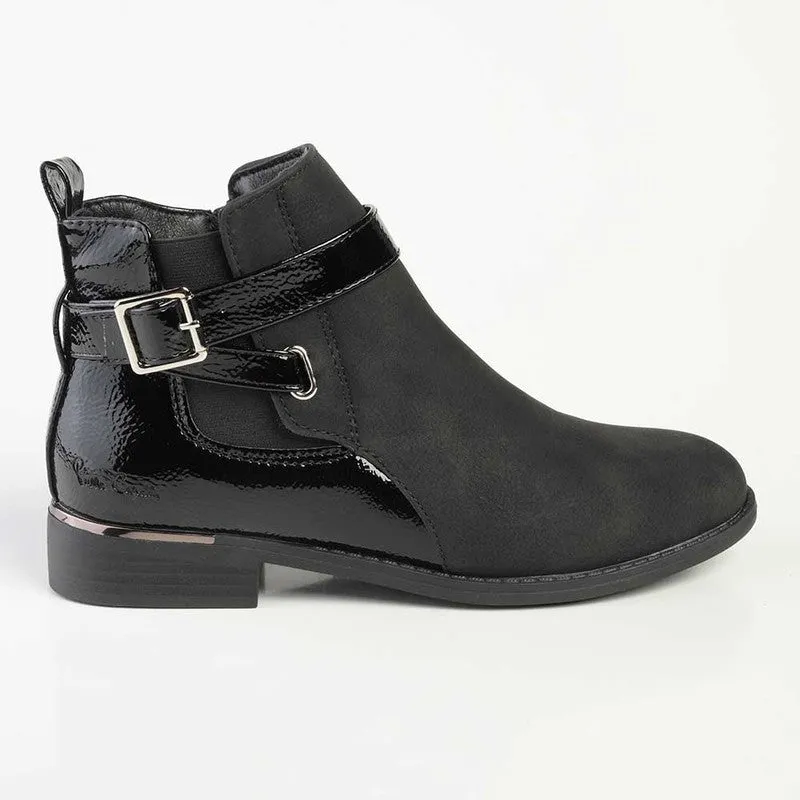 Pierre Cardin Kylie Patent Counter Ankle Bootie - Black