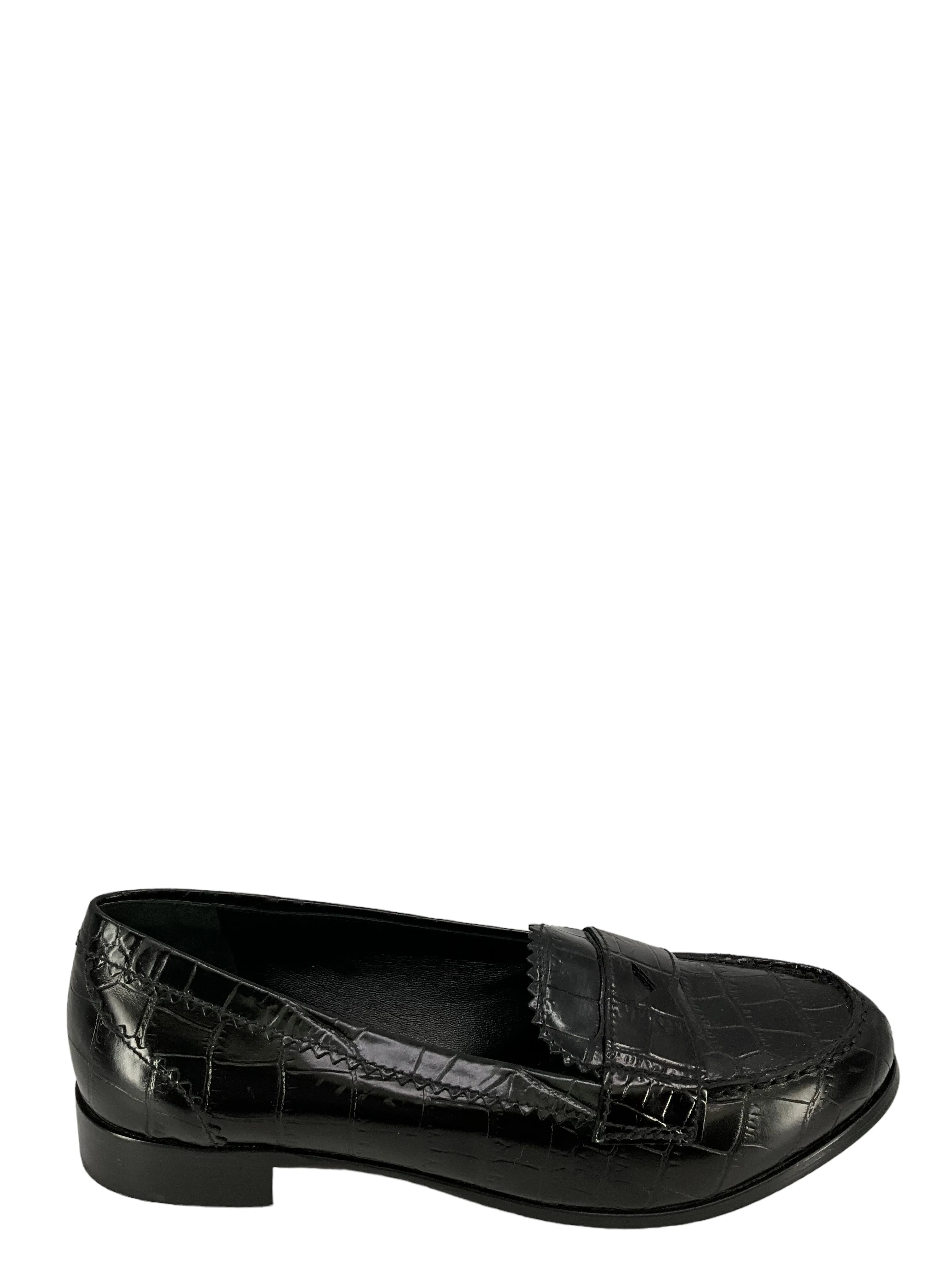 Prada Black Crocodile Embossed Loafer Size 8.5 I EU 38.5