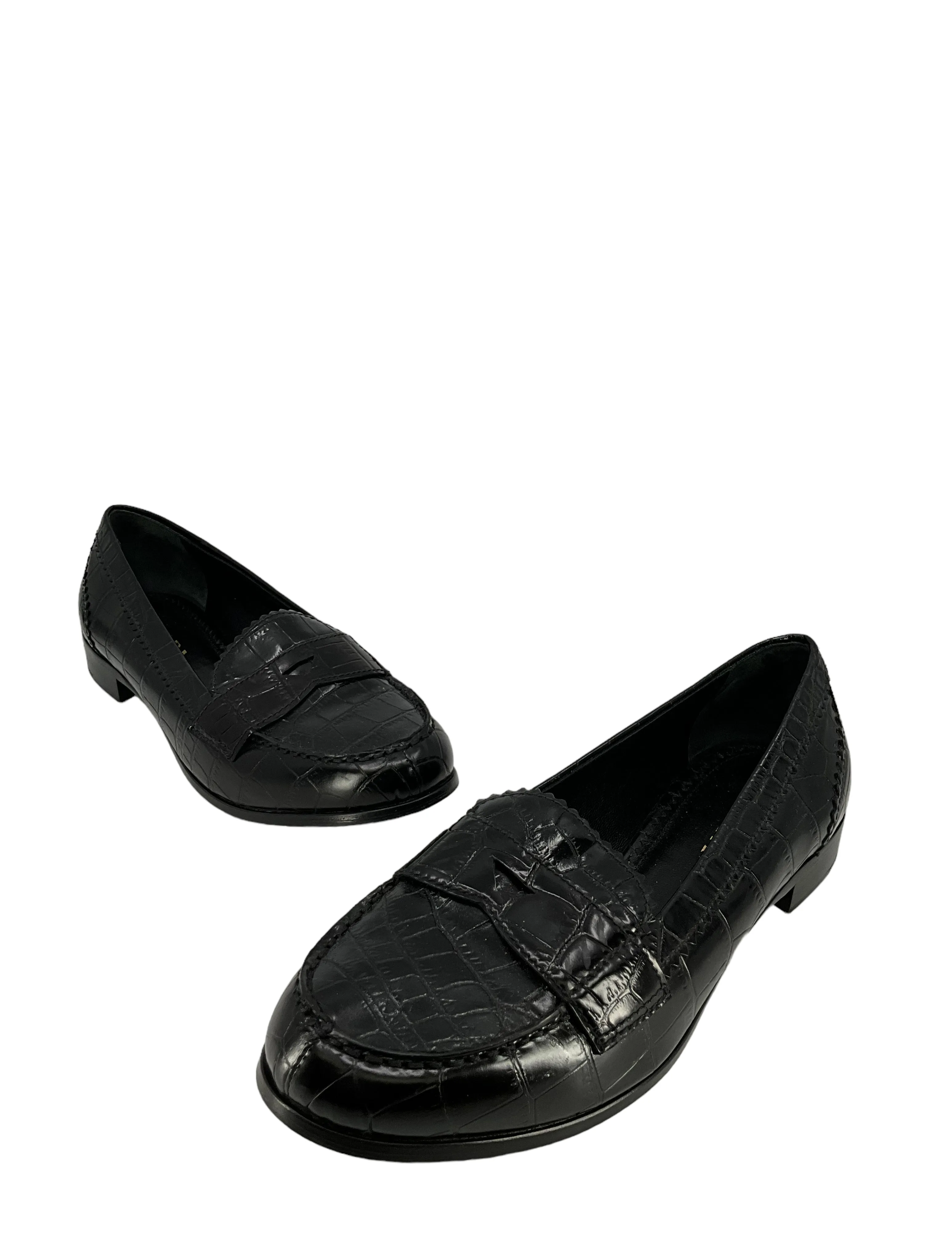 Prada Black Crocodile Embossed Loafer Size 8.5 I EU 38.5