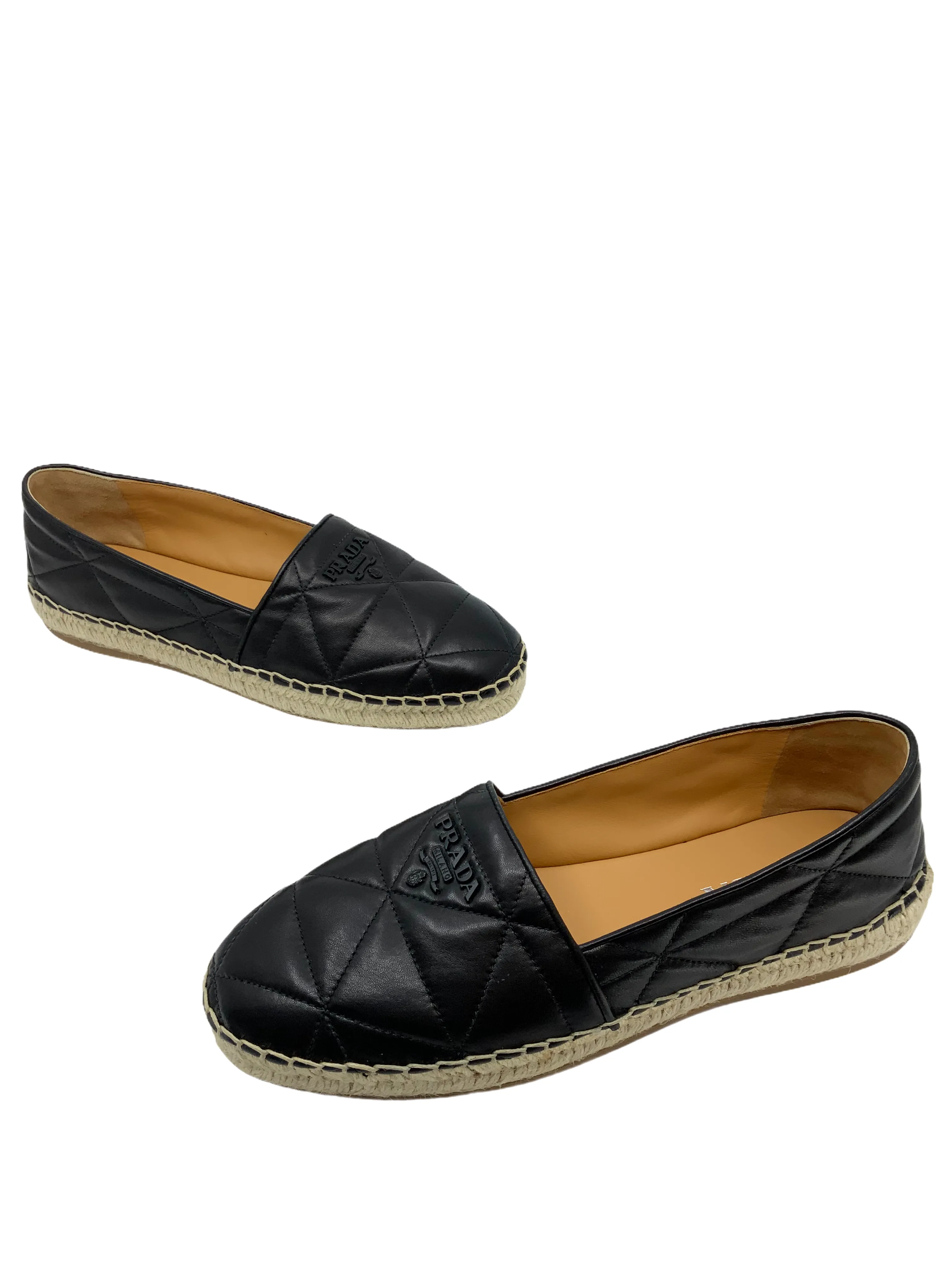 Prada Quilted Leather Espadrilles Size 10 NEW