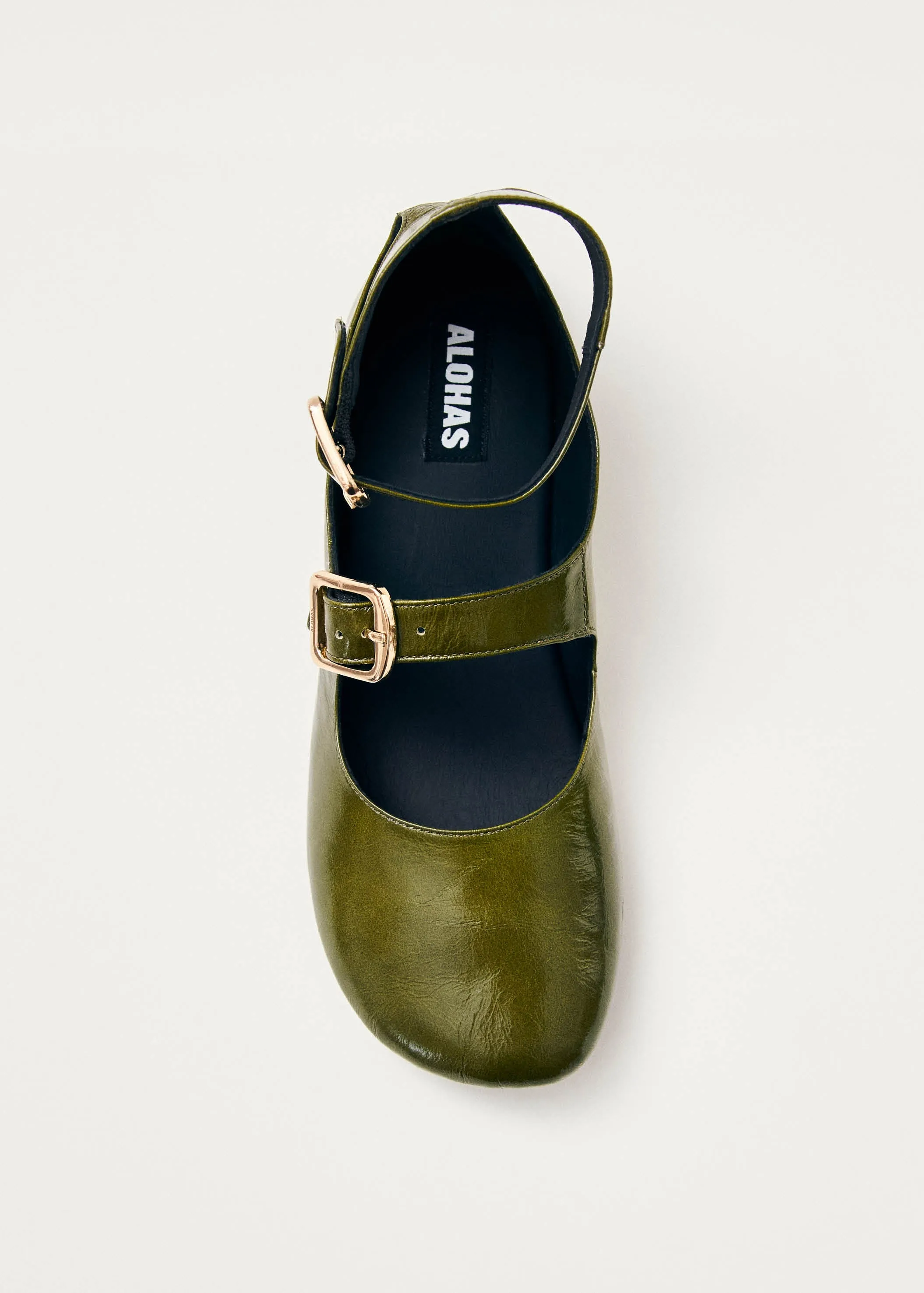 Samoa Onix Khaki Leather Ballet Flats