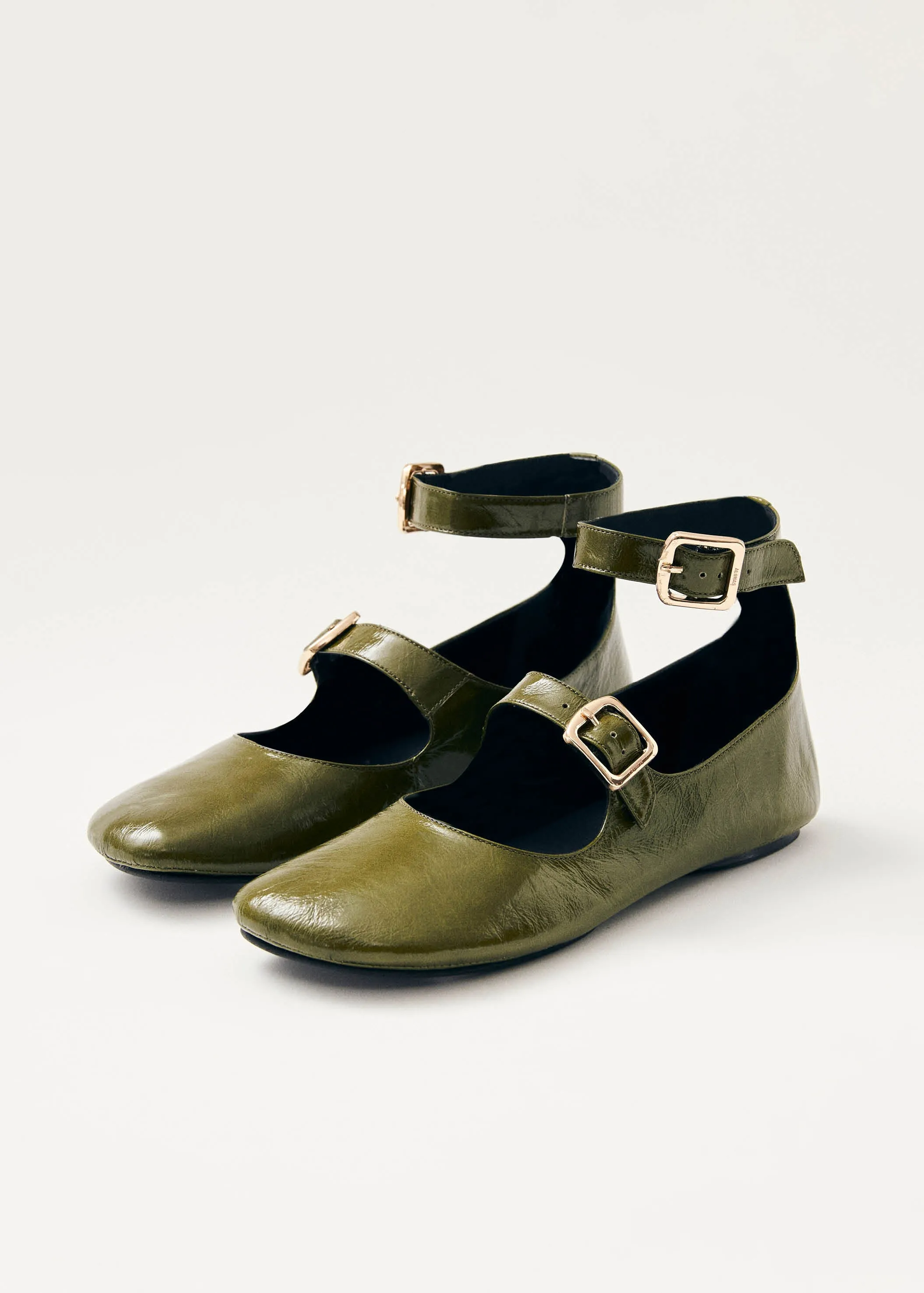 Samoa Onix Khaki Leather Ballet Flats