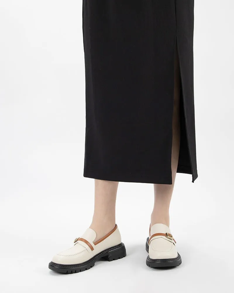 Two Tone Slip On Chunky Platform Loafers