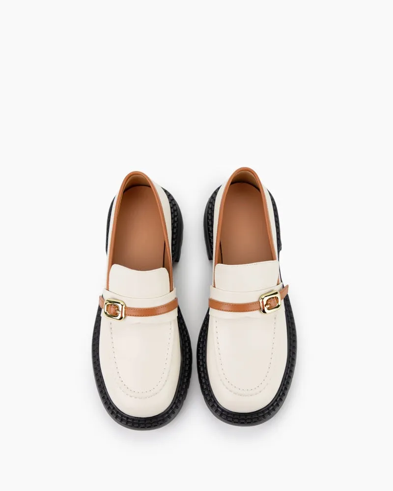 Two Tone Slip On Chunky Platform Loafers