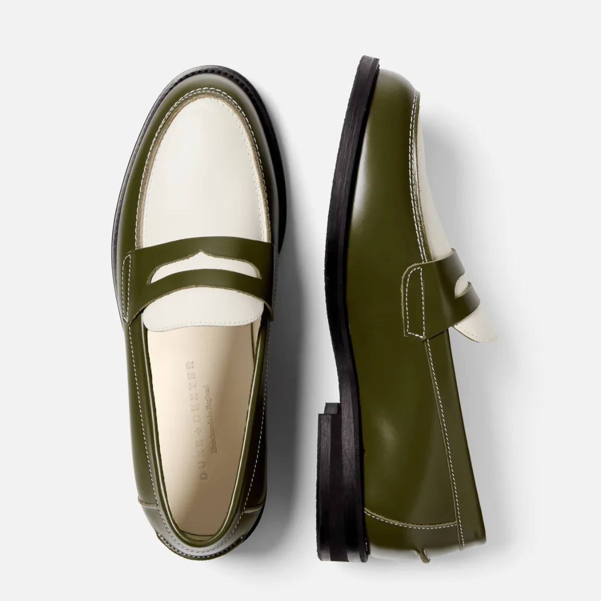 Wilde Olive   White Penny Loafer - Men's