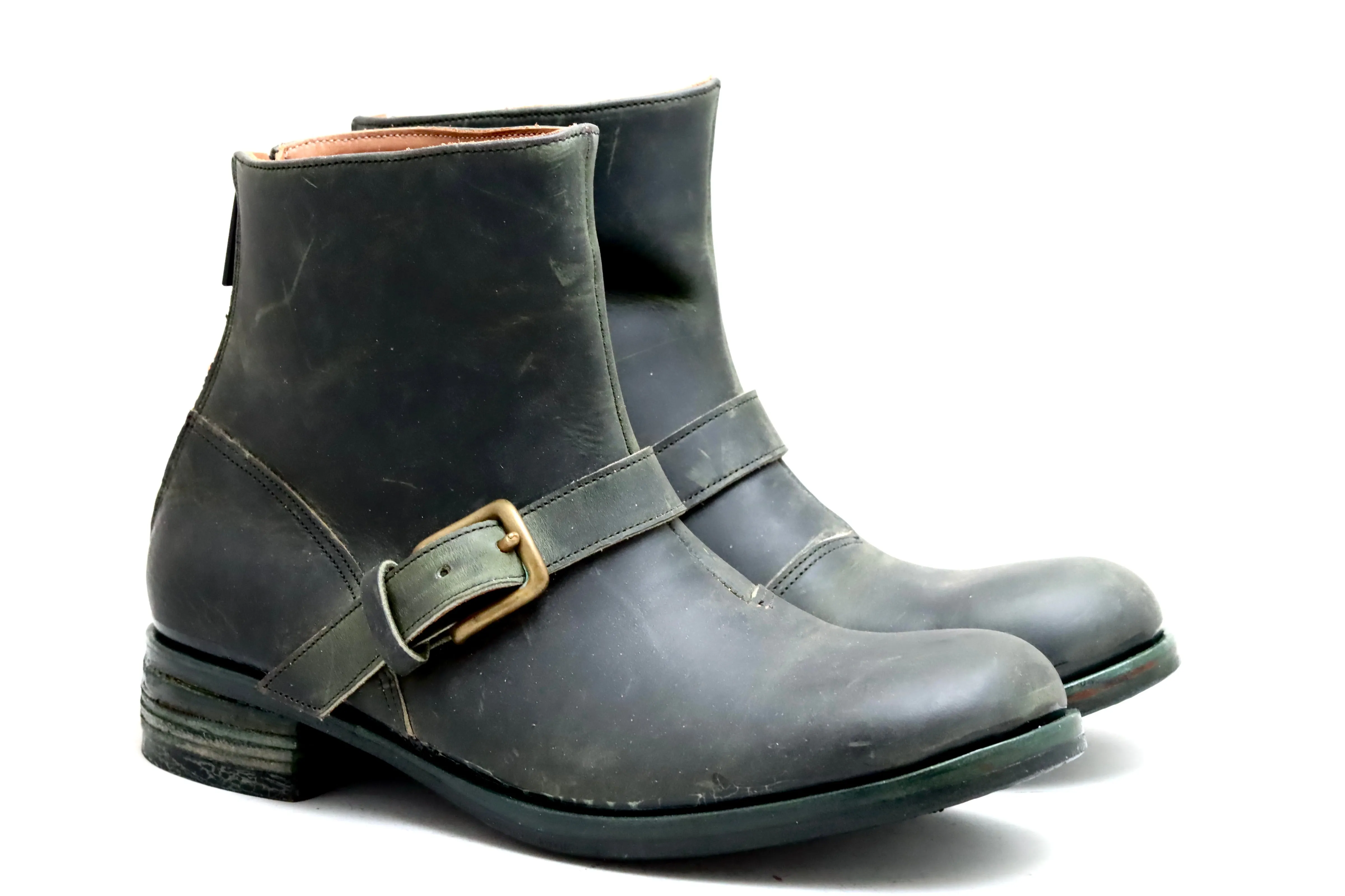 Zip Back Boot  | waxy calf  |  petrolio